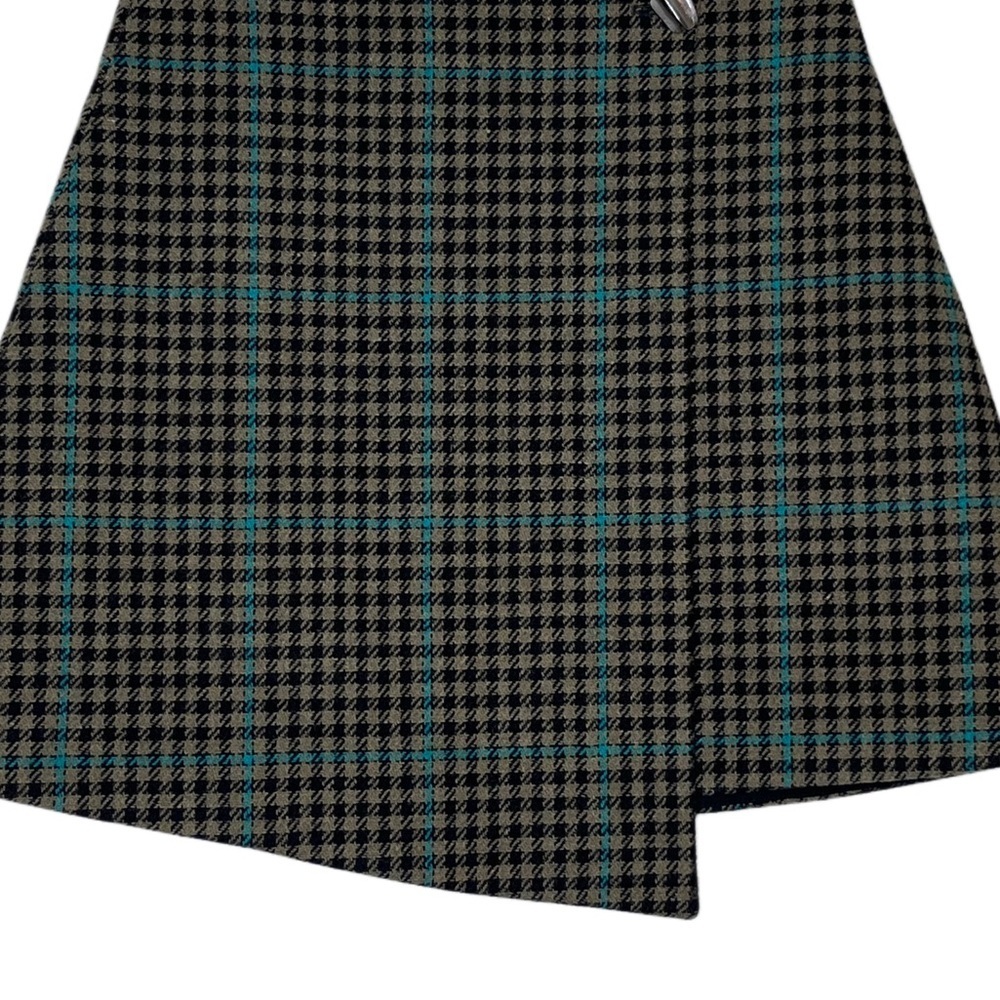 & Other Stories Check Houndstooth Sz 6 Wool Blend Overlap Mini Wrap Skirt - Picture 6 of 13